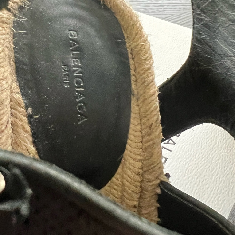 Balenciaga Black Wedge Espadrille Sandals with Ankle Buckle - Picture 9 of 9